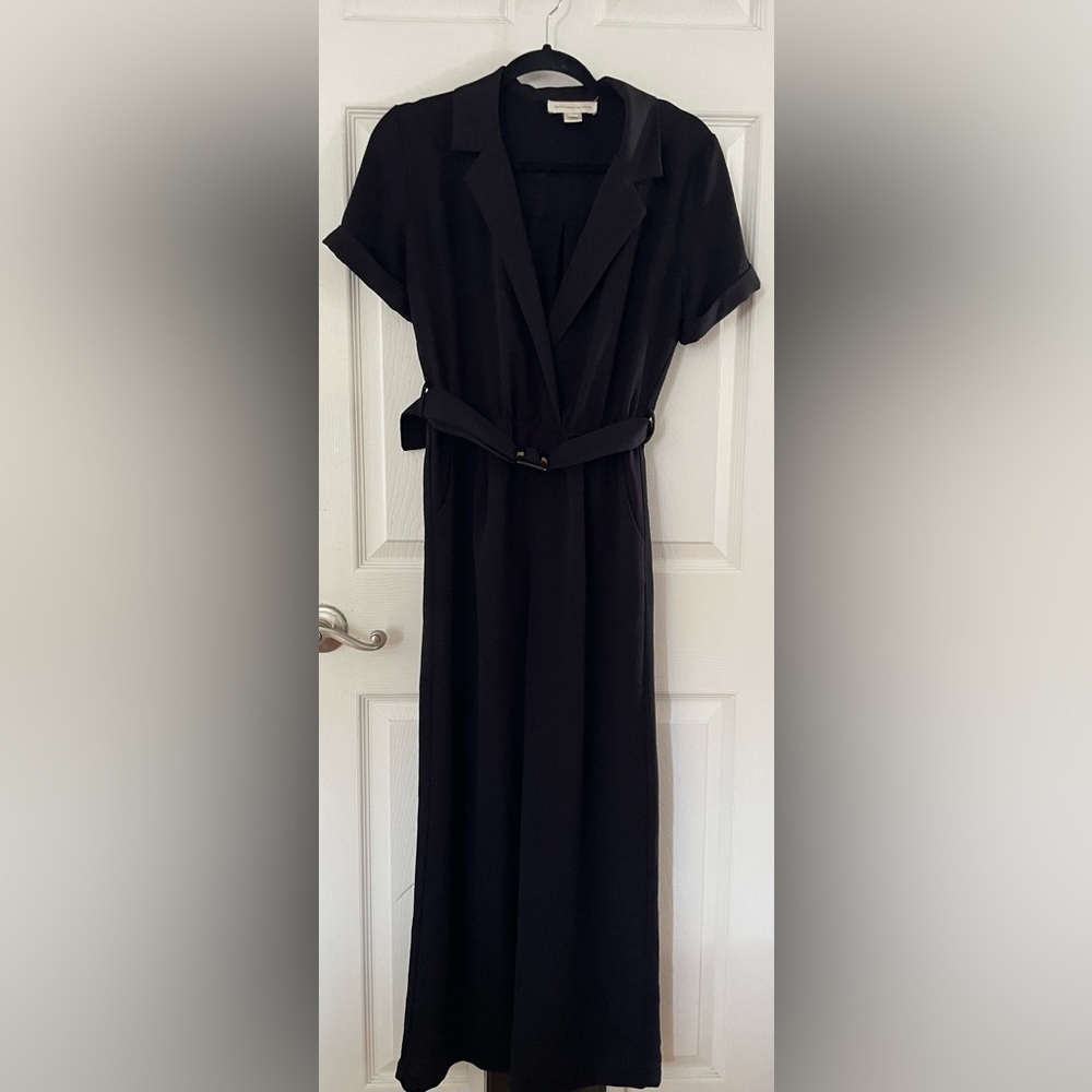 Monteau Black Belted ShortSleeve Jumpsuit Romper